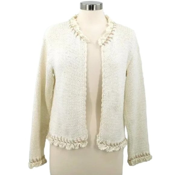 Vintage Rico Beige Hand Knit Cardigan Sweater - Picture 1 of 13